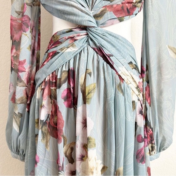 PatBo cut-out twist front midi-dress, long sleeve, open back, lined. - Picture 4 of 8